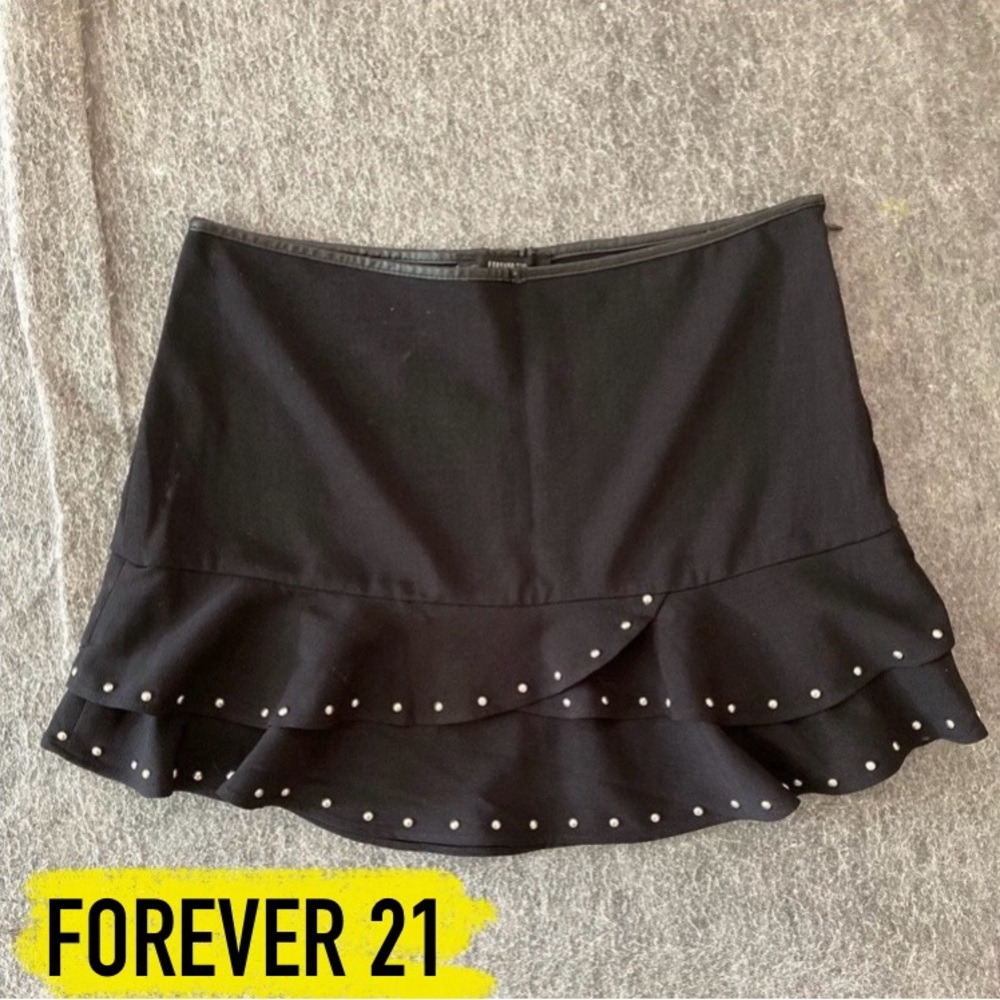 Frilly Tiered Studded Black Skirt by Forever 21!